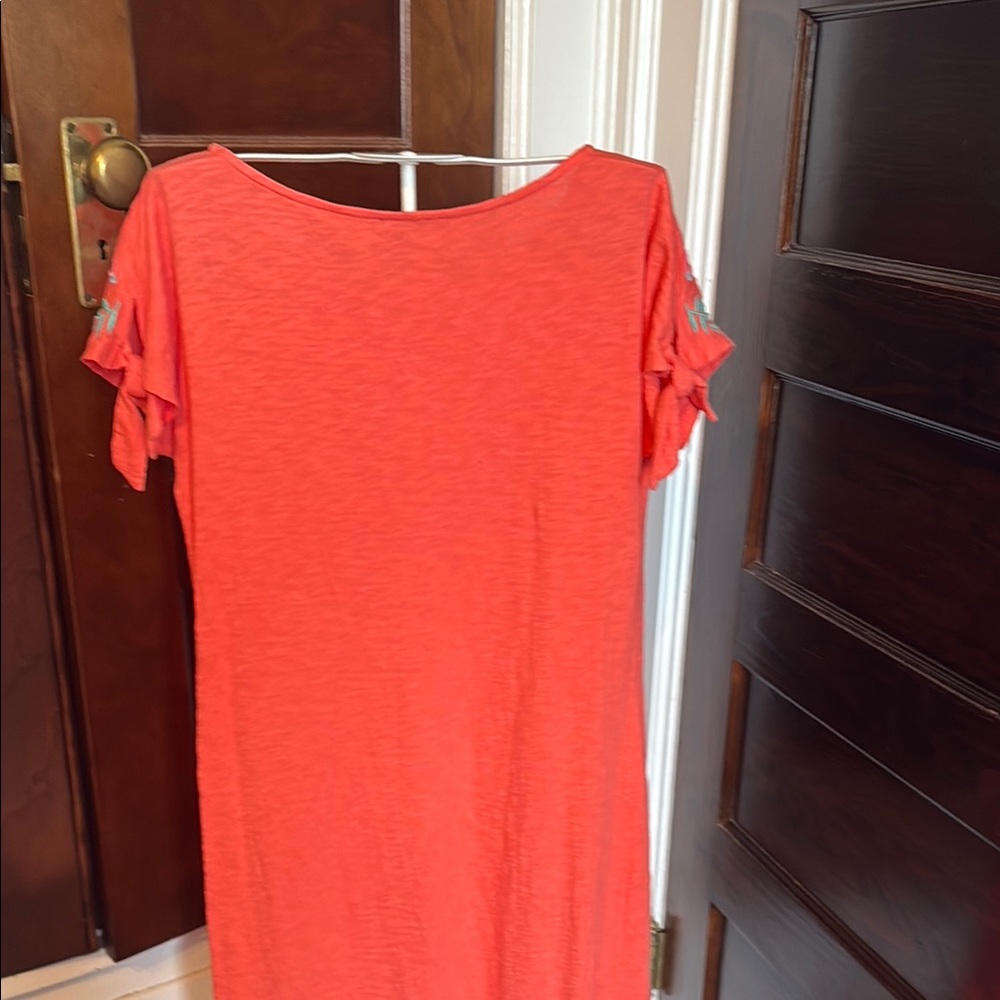 Talbots Orange‎ Red Embellished tie sleeve Shift- worn a few times. Great shape - Picture 7 of 7